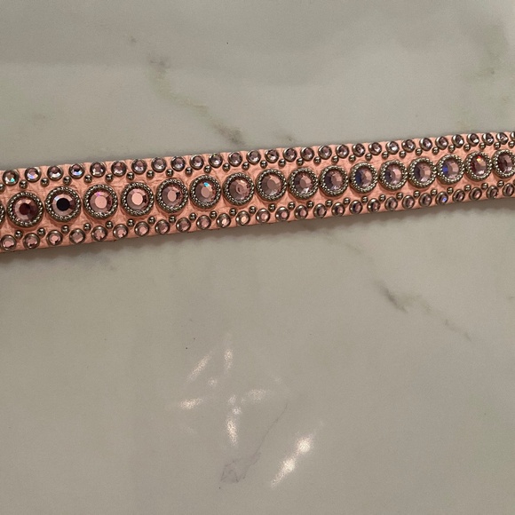 Gorgeous Vintage Kippys Pink Belt w/ Pink Swarovski Crystals, Leather, sz S / M main image 5